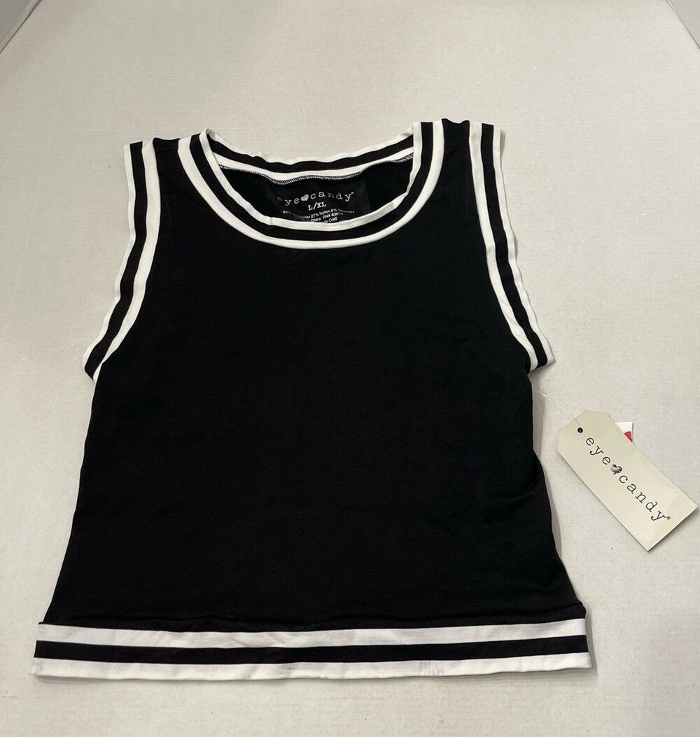 Eye Candy Tank Top Black/White Size L/XL New With Tags